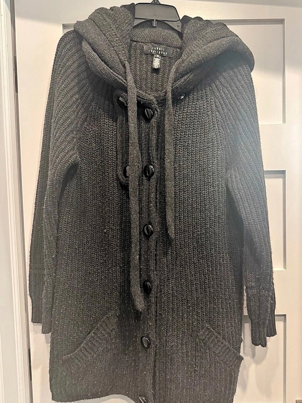 Robert Rodriguez Long 
 Hooded Chunky Knit Sweater Cardigan - Medium